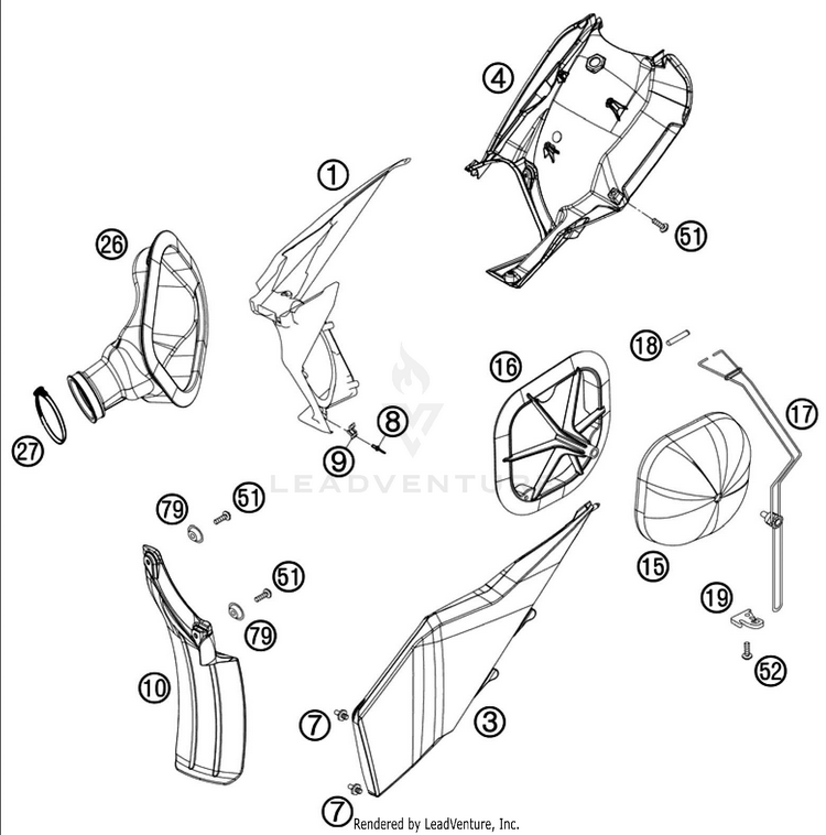 Air Filter 250 SX-F Chassis - 2010 Schematic