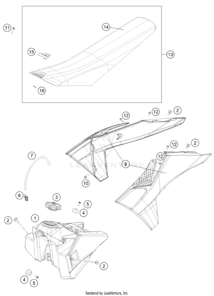 Tank, Seat 250 SX CHASSIS - 2026 Schematic