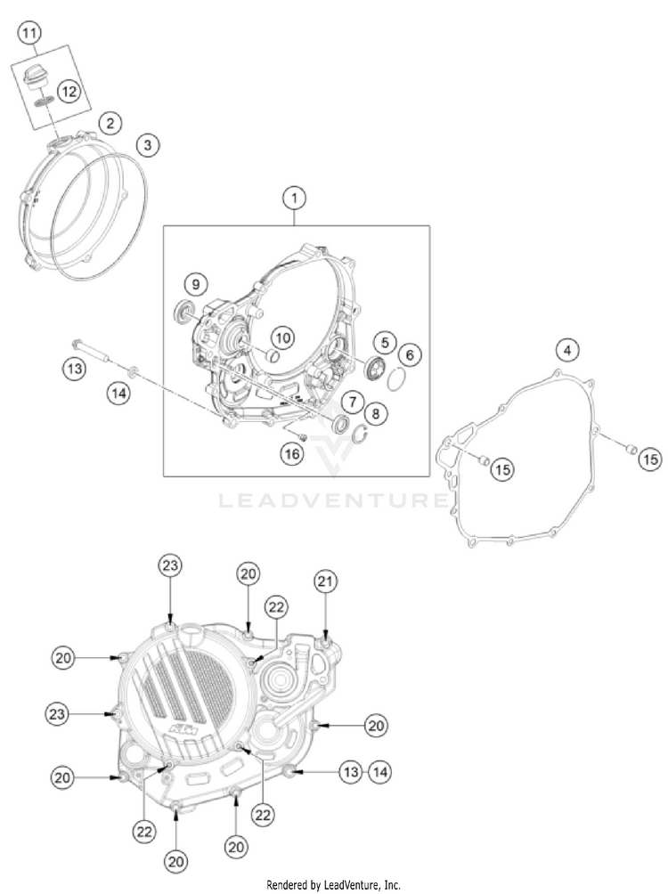 Clutch Cover 500 EXC-F USA Engine - 2022 Schematic