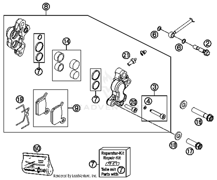 Brake Caliper Front 50 SX MINI Chassis - 2016 Schematic