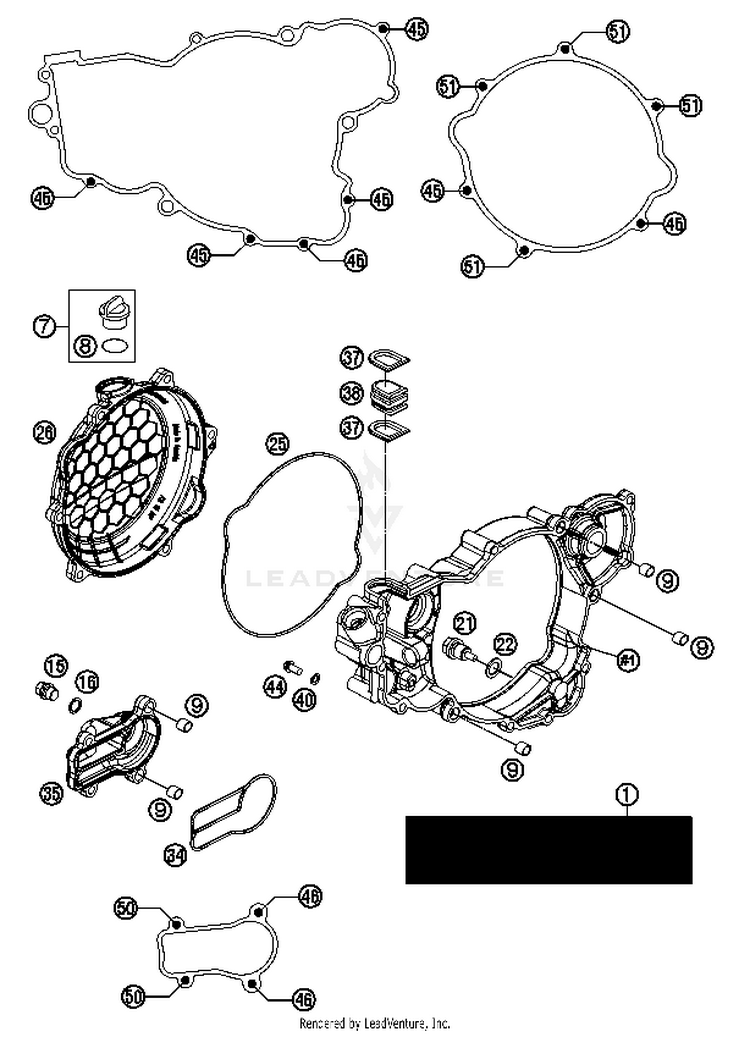 Clutch Cover 300 XCW Sixdays Engine - 2014 Schematic