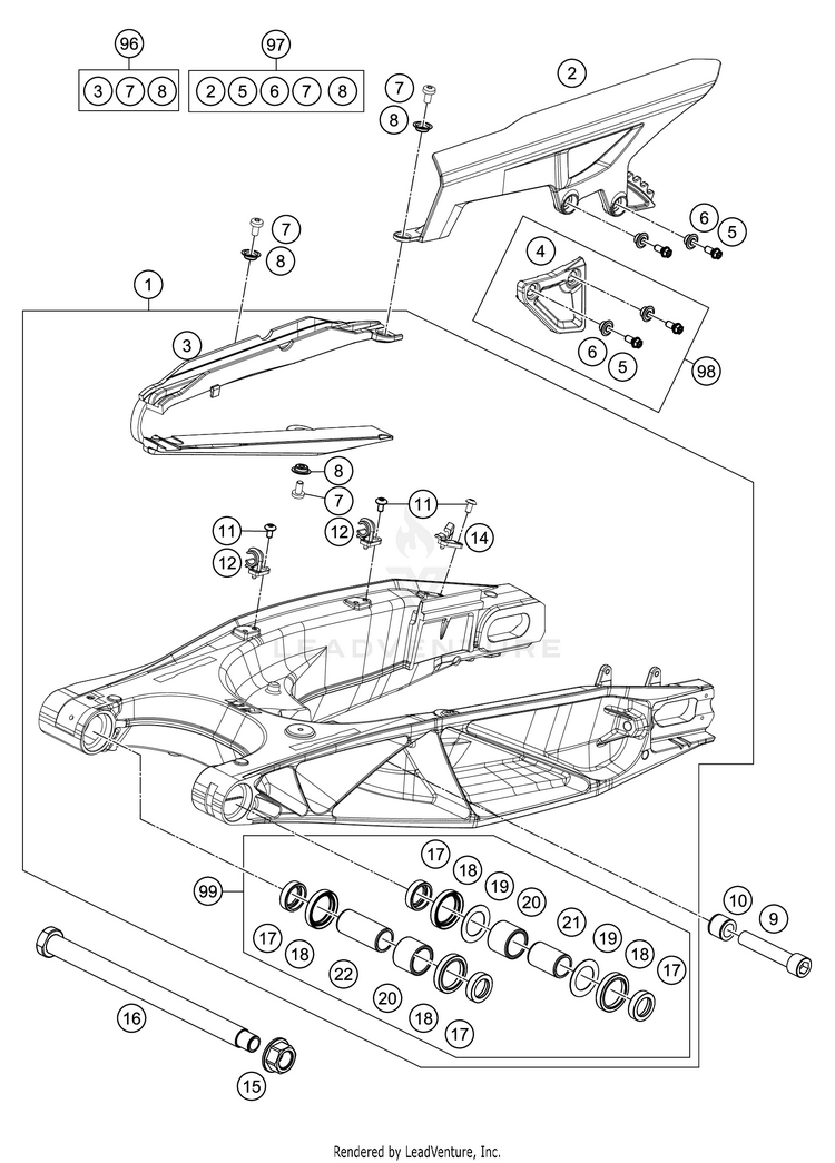 Swing Arm 1290 SUPER ADVENTURE R CHASSIS - 2019 Schematic