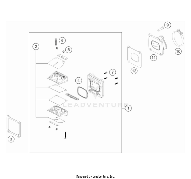 Reed Valve Case 125 SX/XC Engine - 2023 Schematic