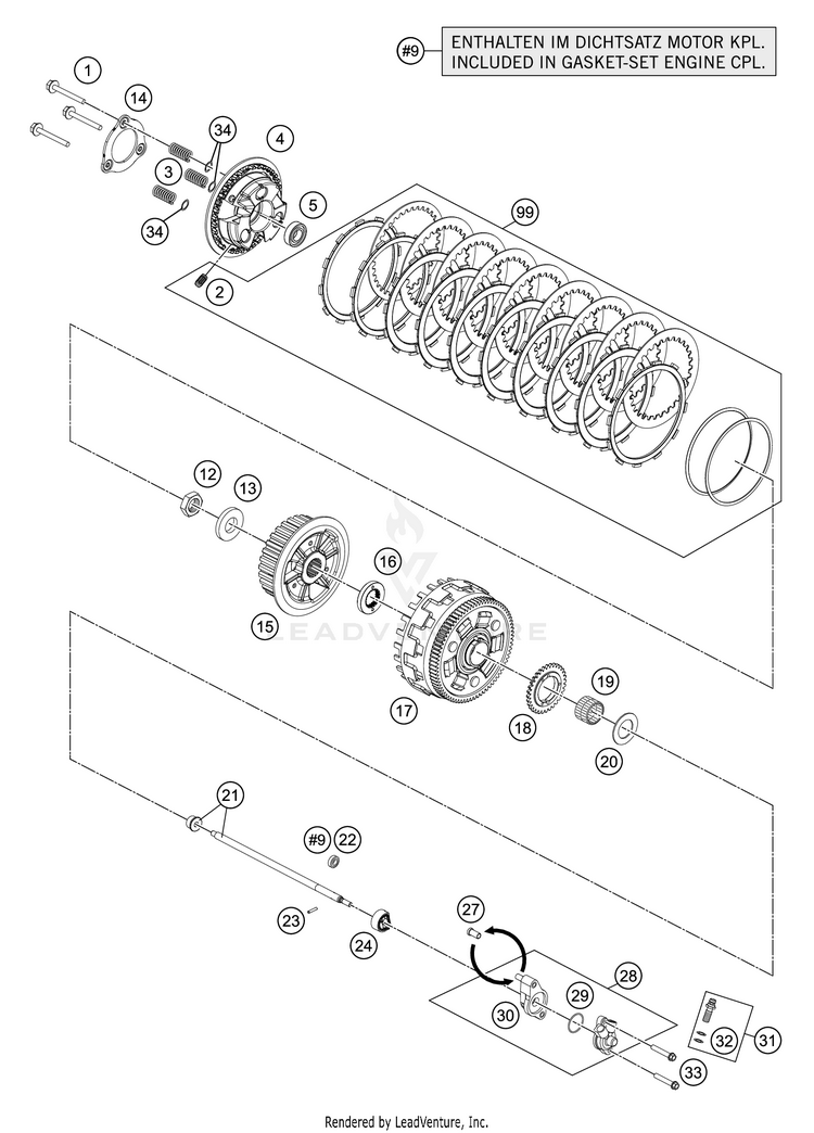 Clutch 1290 SUPER ADVENTURE R ENGINE - 2019 Schematic