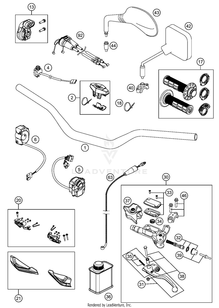 Handlebar, Controls 450 EXC-F SIX DAYS CHASSIS - 2019 Schematic