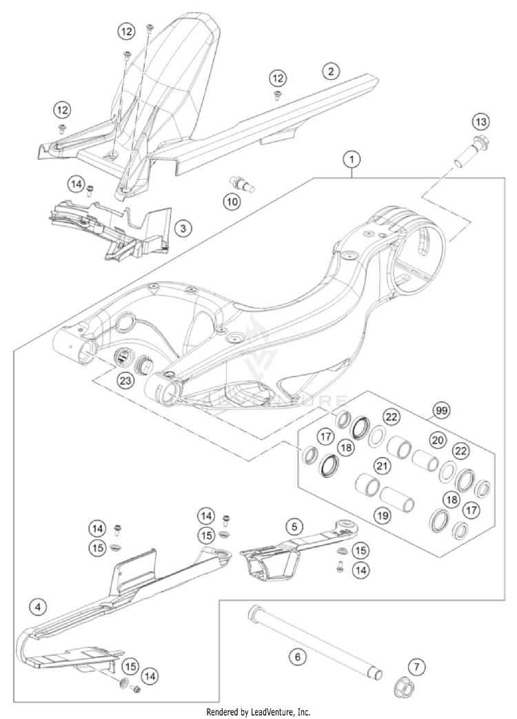 Swing Arm 1390 SUPER DUKE R EVO, orange CHASSIS - 2024 Schematic