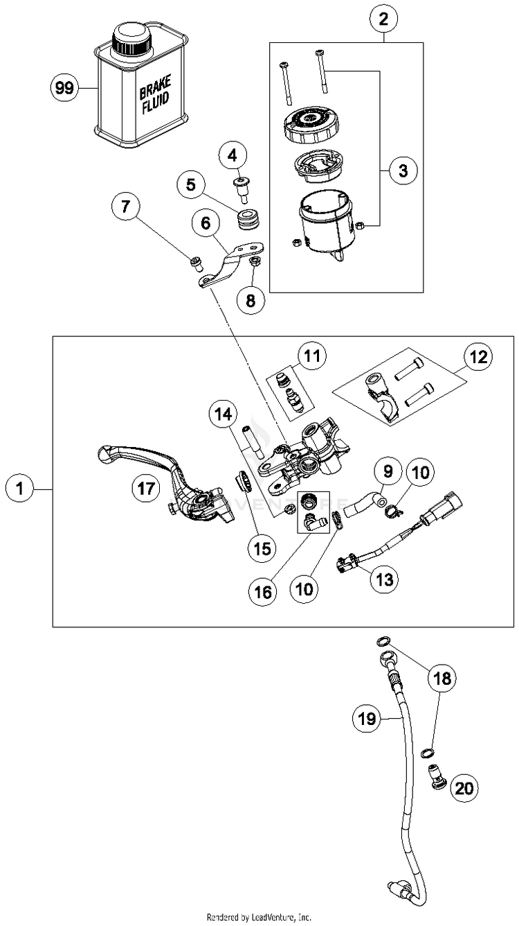 Hand Brake Cylinder 1290 SUPERDUKE R BLACK Chassis - 2015 Schematic
