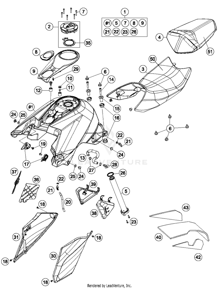 Tank, Seat, Cover 1290 SUPERDUKE R ORANGE Chassis - 2015 Schematic