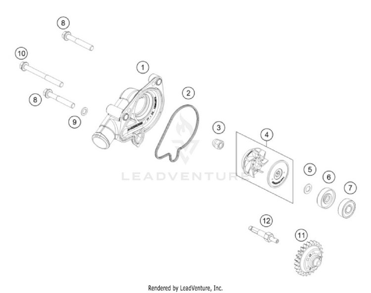 Water Pump 250 XC ENGINE - 2024 Schematic