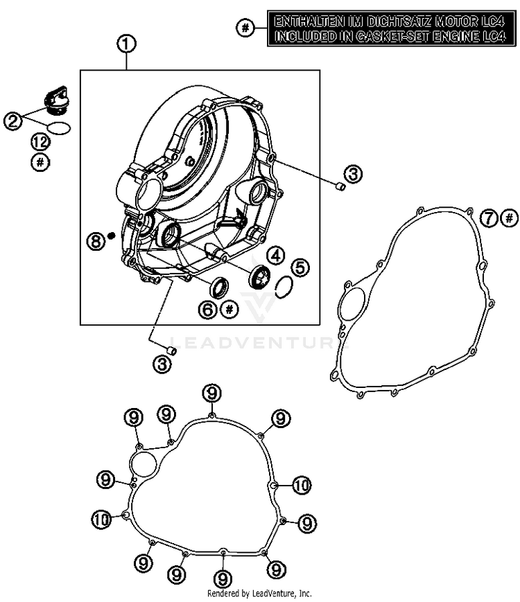 Clutch Cover 690 Enduro Engine - 2012 Schematic