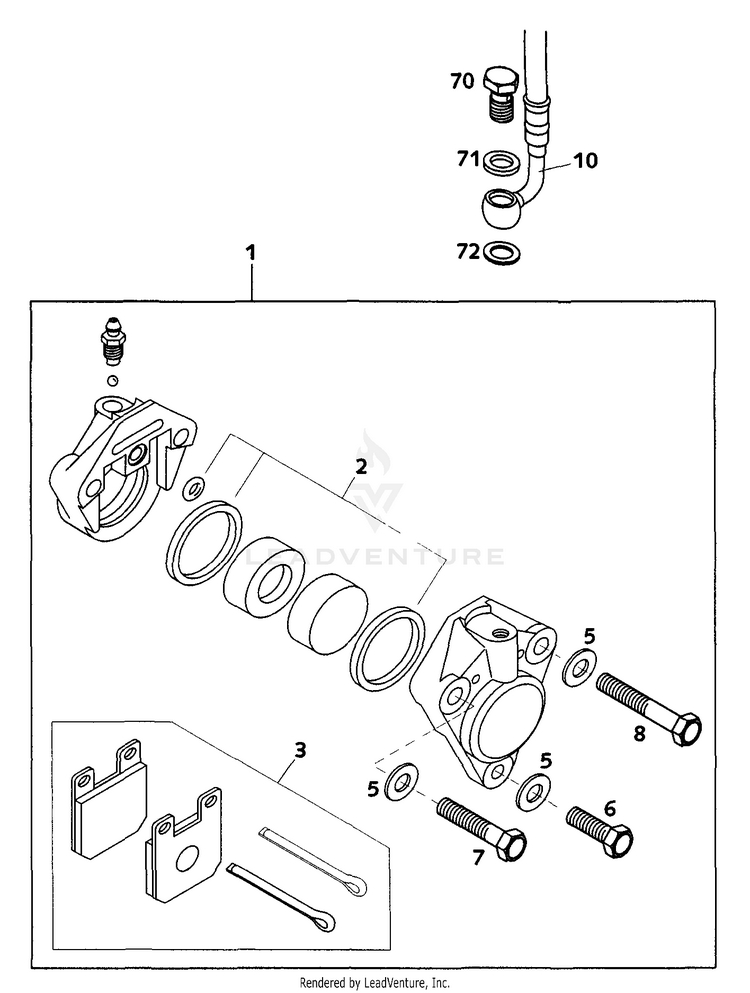 Brake Caliper Front 65 SX Chassis - 2000 Schematic