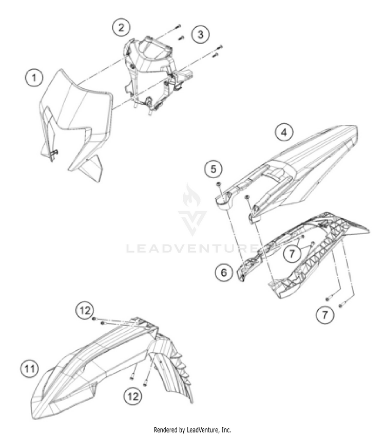 Maske, Kotflügel 300 XC-W FACTORY EDITION CHASSIS - 2025 Schematic