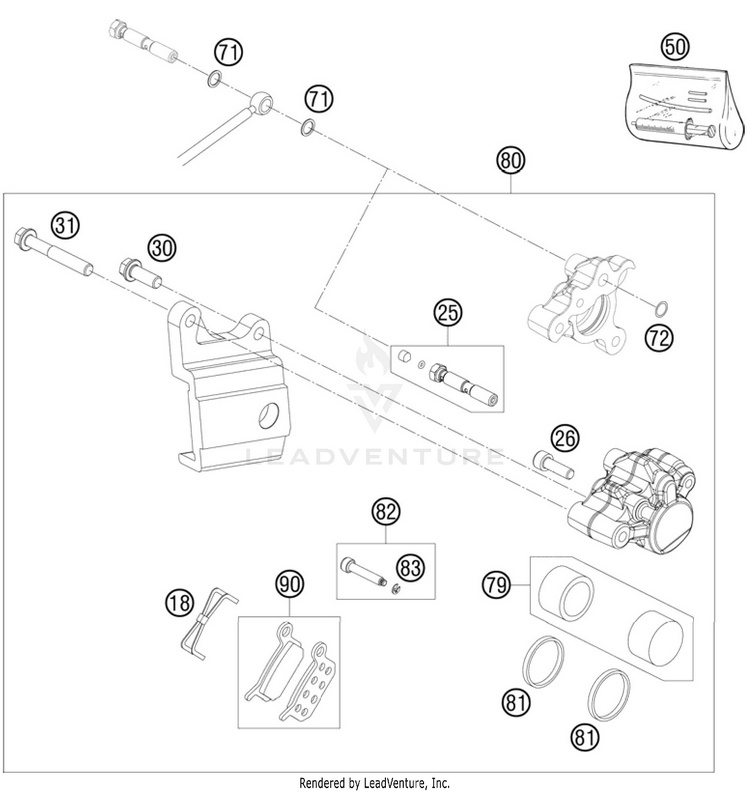 Brake Caliper Rear 50 SX Chassis - 2011 Schematic