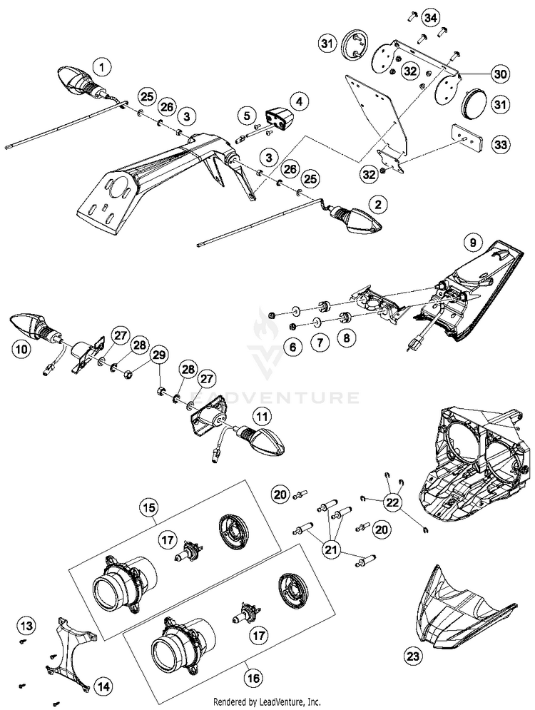 Lighting System RC 390 CUP USA Chassis - 2016 Schematic