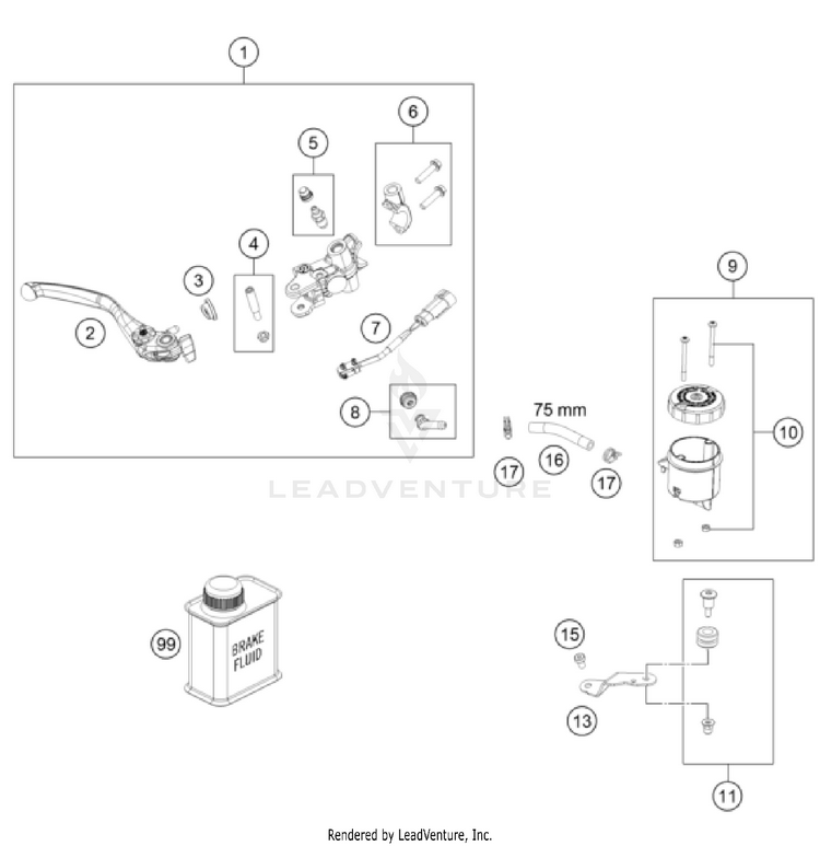 Front Brake Control 1290 SUPER ADVENTURE R OT CHASSIS - 2024 Schematic