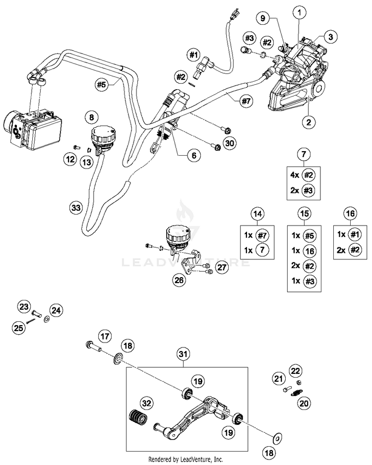 Brake Caliper Rear RC 390 WHITE Chassis - 2015 Schematic