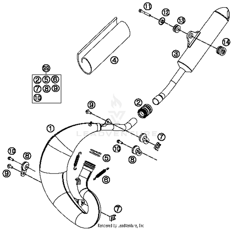 Exhaust System 65 SX Chassis - 2015 Schematic