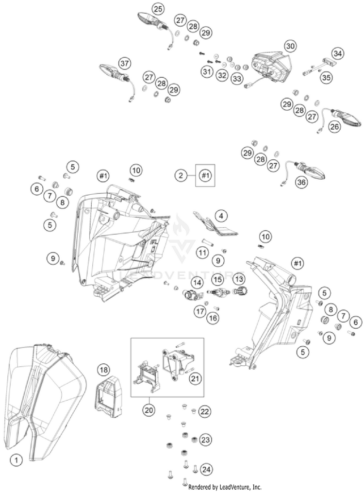 Lighting System 1290 SUPER ADVENTURE S, grey CHASSIS - 2023 Schematic