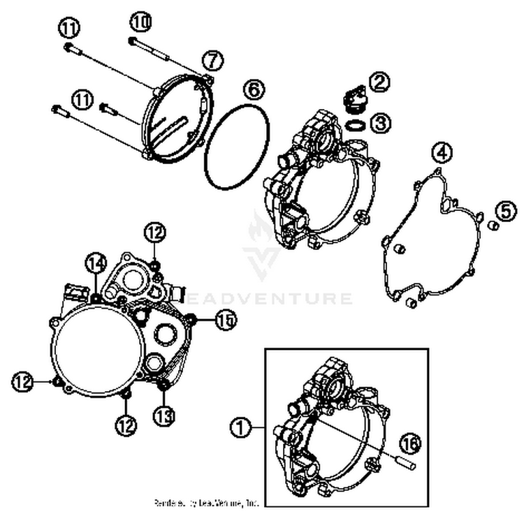 Clutch Cover 50 SX MINI Engine - 2015 Schematic