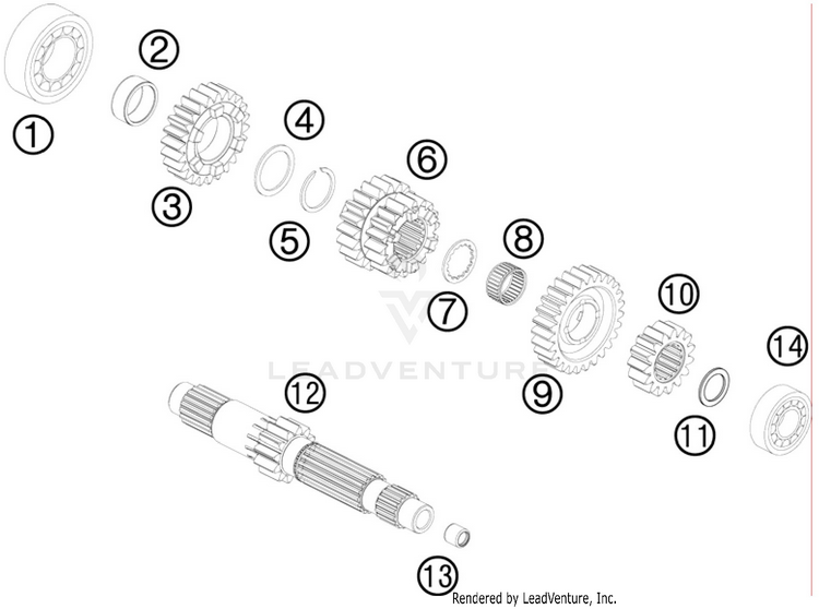 Transmission L - Main Shaft 990 Supermoto T Engine - 2010 Schematic