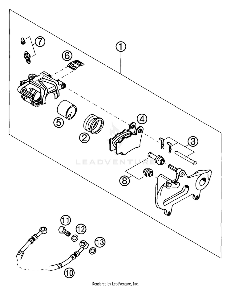 Brake Caliper Rear 300 MXC Chassis - 2003 Schematic