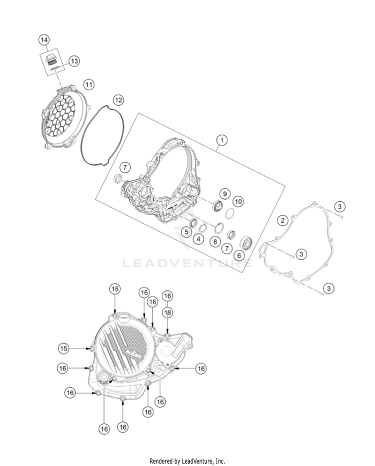 Clutch Cover 350 SX-F Engine - 2023 Schematic