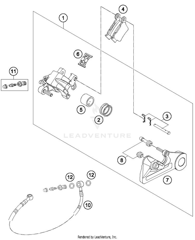 Rear Brake Caliper 250 XC-W TPI CHASSIS - 2019 Schematic