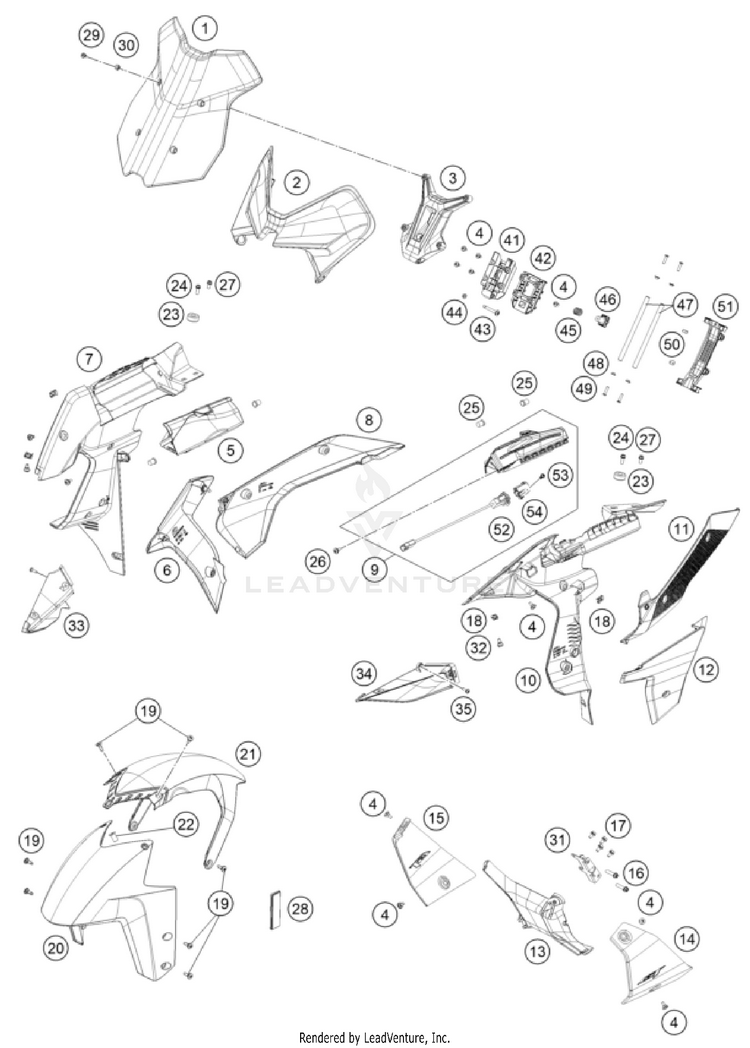 Mask, Fenders 1290 SUPER DUKE GT, orange CHASSIS - 2023 Schematic