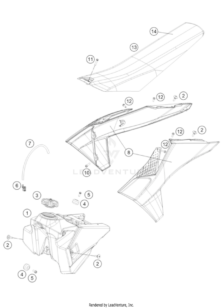 Tank, Seat 250 SX-F CHASSIS - 2023 Schematic