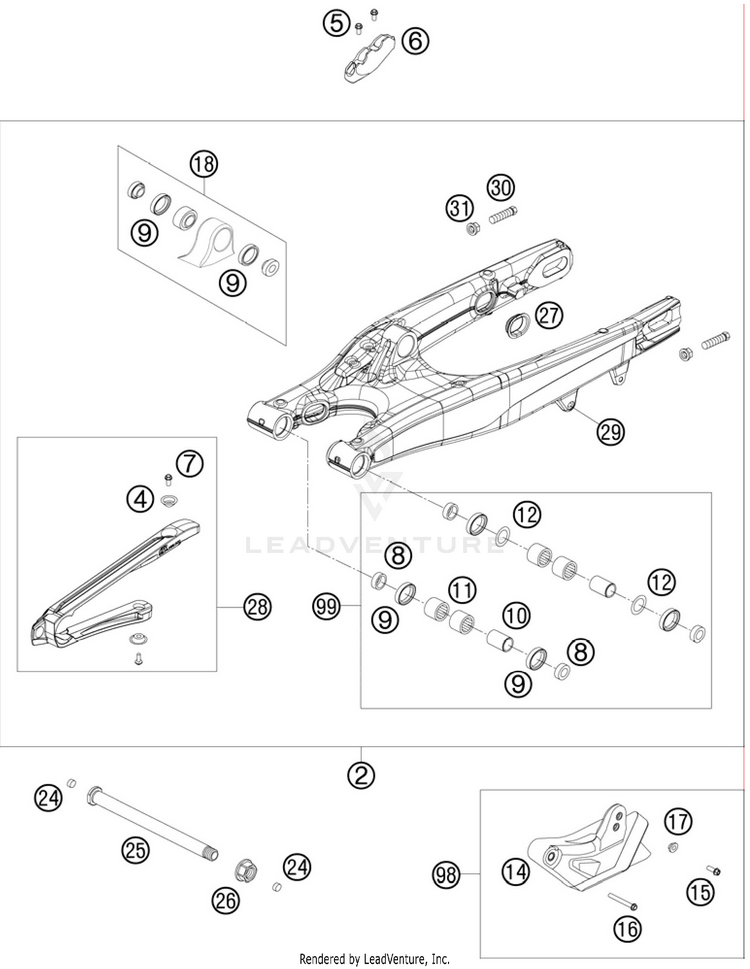 Swing Arm 250 SX Chassis - 2011 Schematic