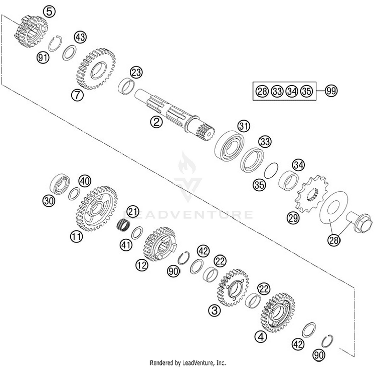 Transmission Ii - Countershaft 250 XCFW Engine - 2012 Schematic