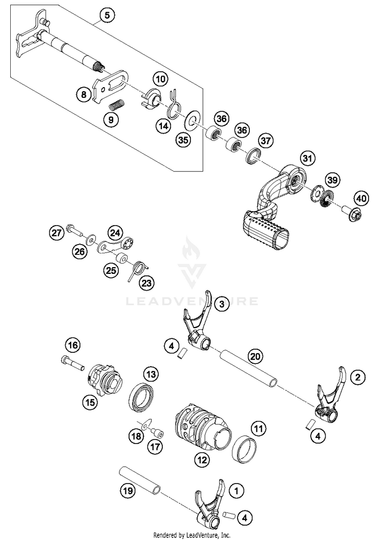 Shifting Mechanism 250 XC-W TPI ENGINE - 2018 Schematic