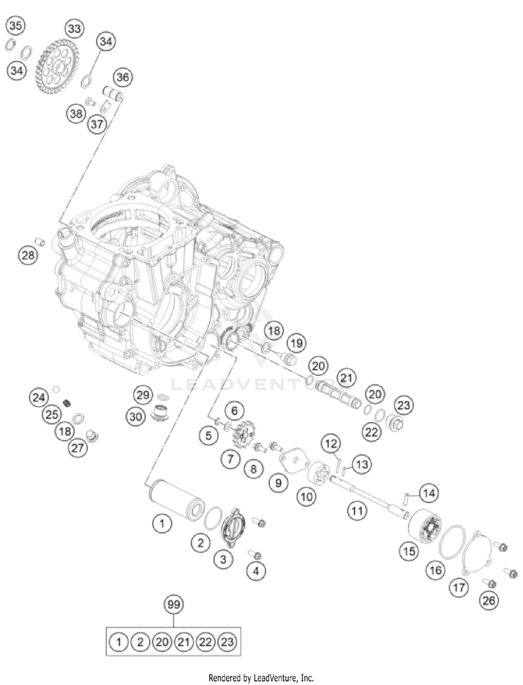 Lubricating System 500 EXC US SL ENGINE - 2026 Schematic