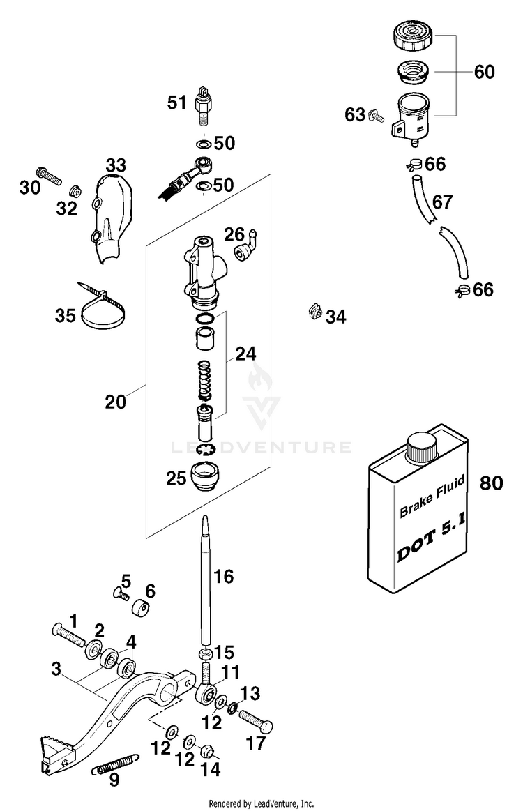 Rear Brake Control 620 R Chassis - 1998 Schematic