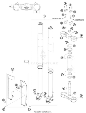Front Fork, Triple Clamp Schematic
