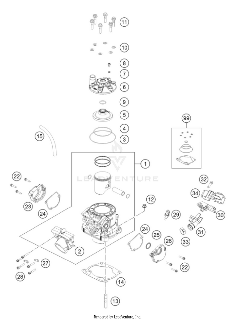 Cylinder, Cylinder Head 250 XC ENGINE - 2024 Schematic