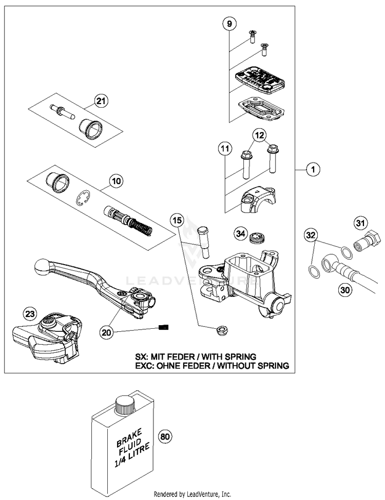 Hand Brake Cylinder 150 SX Chassis - 2016 Schematic