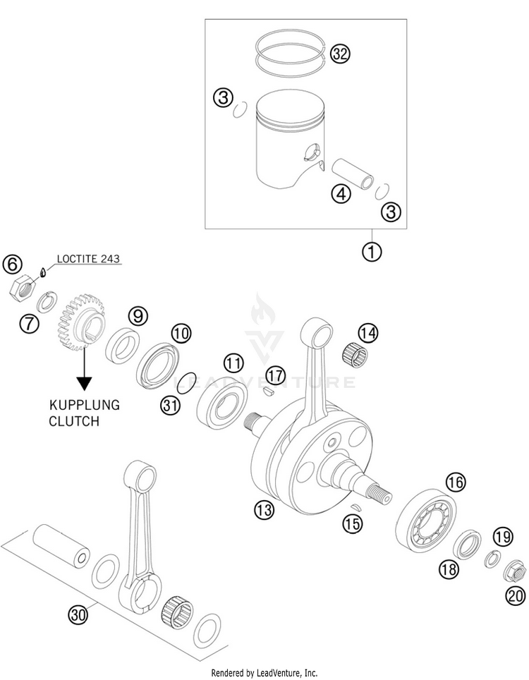 Crankshaft, Piston 300 XC Engine - 2011 Schematic
