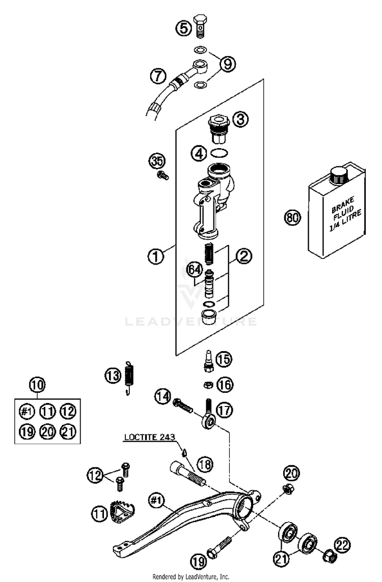 Rear Brake Control 250 XC Chassis - 2007 Schematic