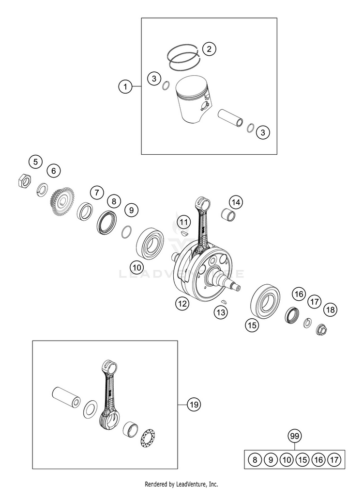Crankshaft, Piston 300 XC-W TPI ENGINE - 2020 Schematic