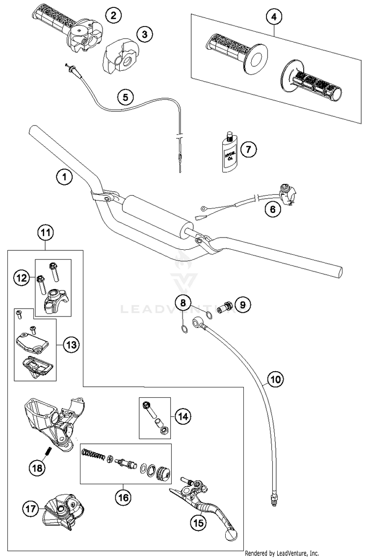 Handlebar, Controls 65 SX Chassis - 2014 Schematic