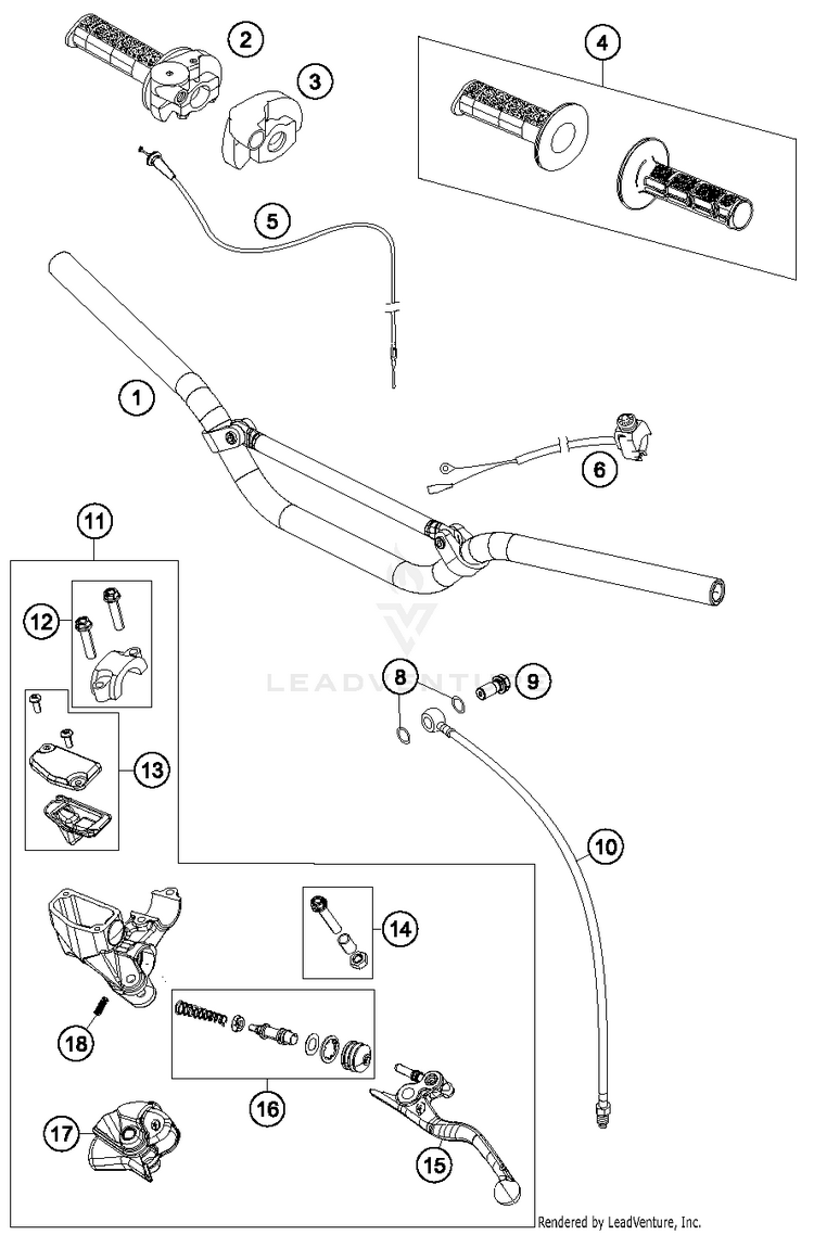 Handlebar, Instruments 65 SX Chassis - 2016 Schematic
