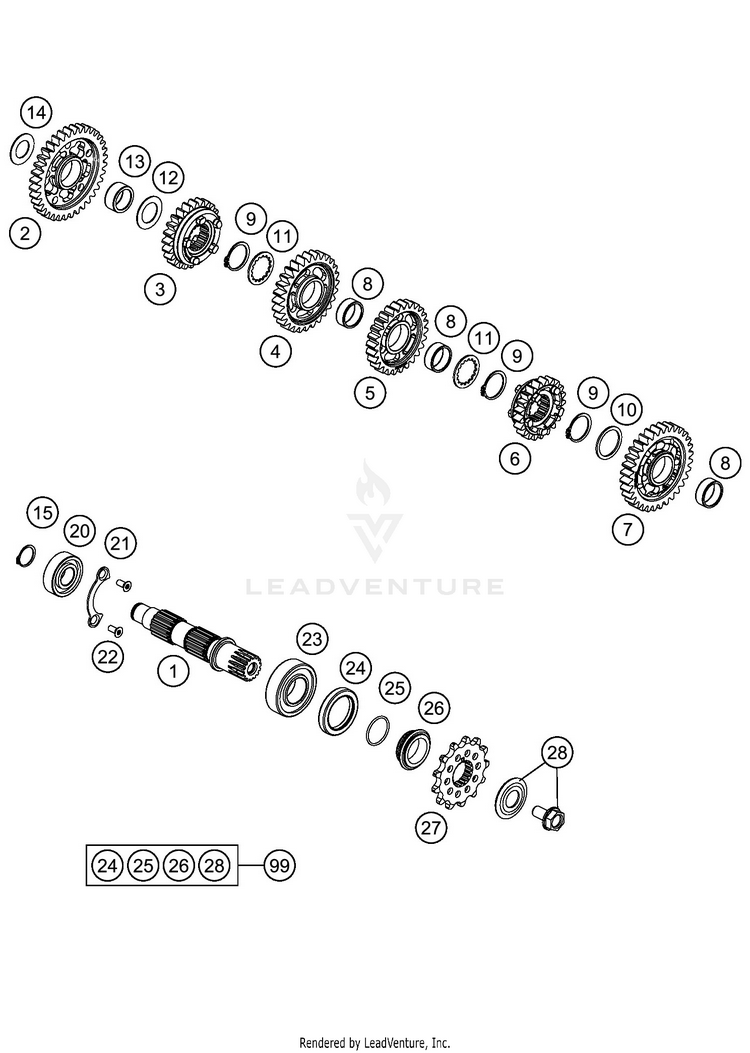 Transmission Ii - Countershaft 500 EXC-F SIX DAYS ENGINE - 2020 Schematic