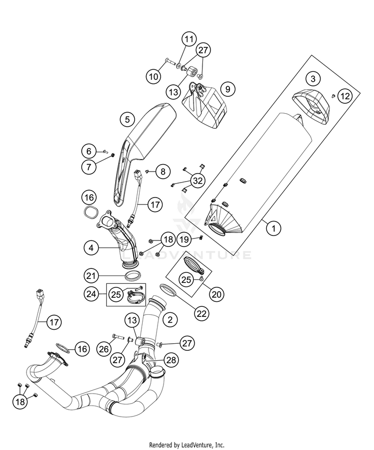 Exhaust System 1290 SUPER ADVENTURE R CHASSIS - 2019 Schematic