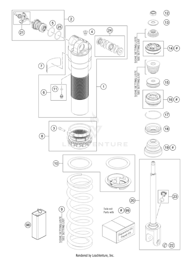 Shock Absorber Disassembled 350 SX-F CHASSIS - 2026 Schematic