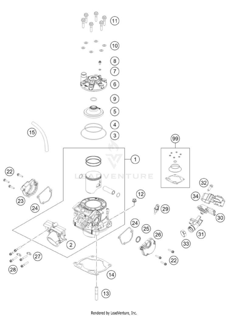 Cylinder, Cylinder Head 300 XC-W TPI USA ENGINE - 2024 Schematic