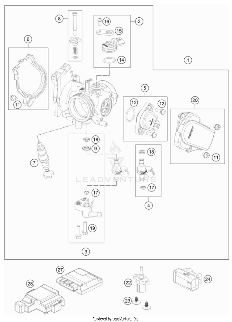 Throttle Body 350 XC-F ENGINE - 2024 Schematic