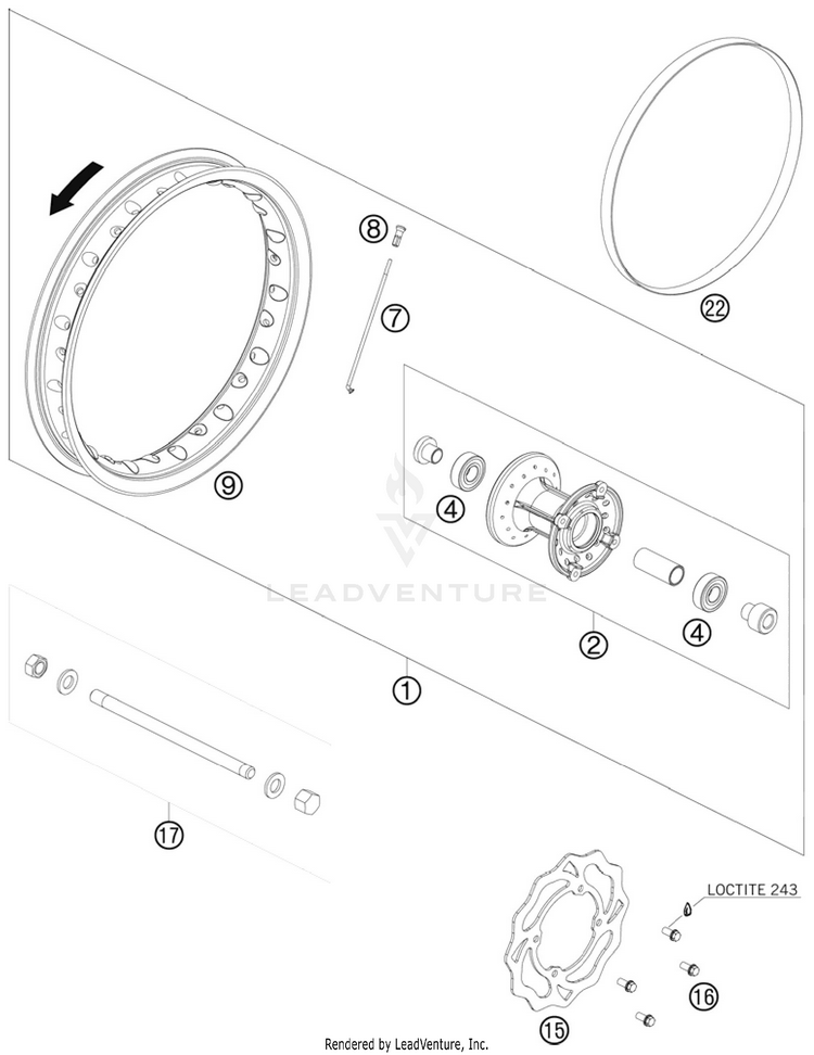 Front Wheel 50 SX Chassis - 2011 Schematic