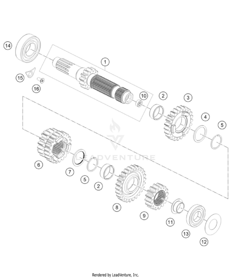 Transmission I - Main Shaft 350 XC-F ENGINE - 2024 Schematic
