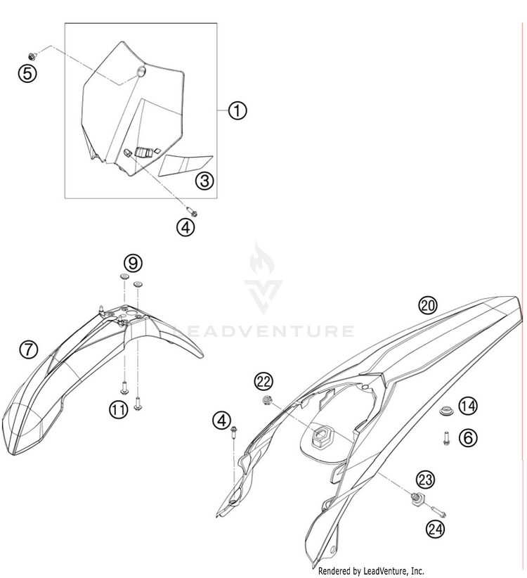 Mask, Fenders 250 SX Chassis - 2011 Schematic